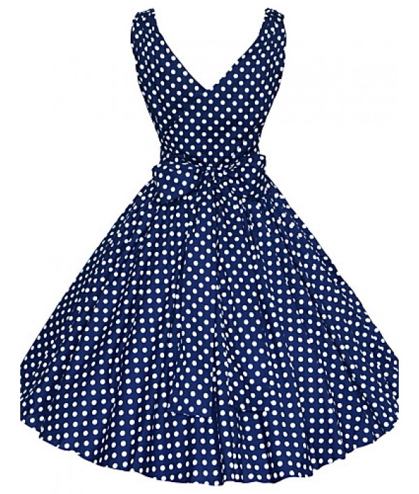 Women's 50s Vintage Polka Dots Rockabilly Hepburn Pinup Business Swing Dress ,Plus Size
