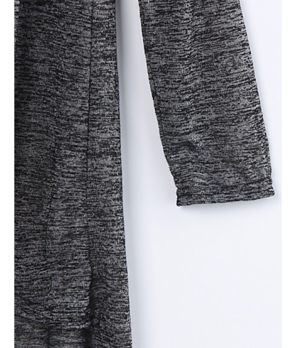 Women's Patchwork Gray Wrap , Cowl Long Sleeve