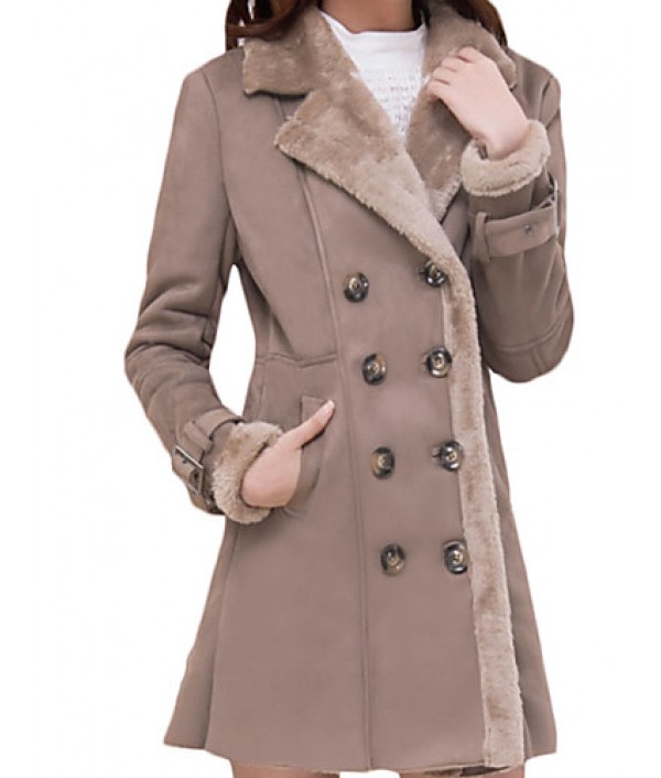 Women's Plus Size Simple Fur Coat,Solid ...
