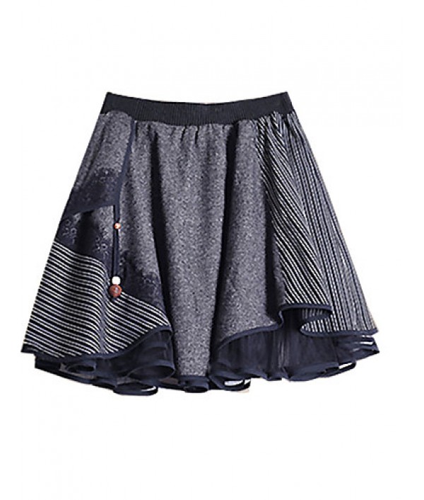 Our Story Women's Print Gray SkirtsVintage Above Knee