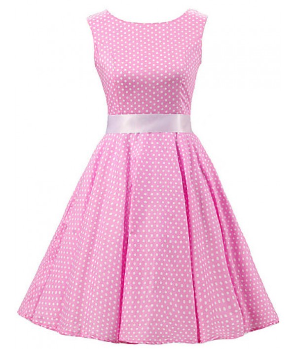 Women's Pink White Mini Polka Dot Dress ...