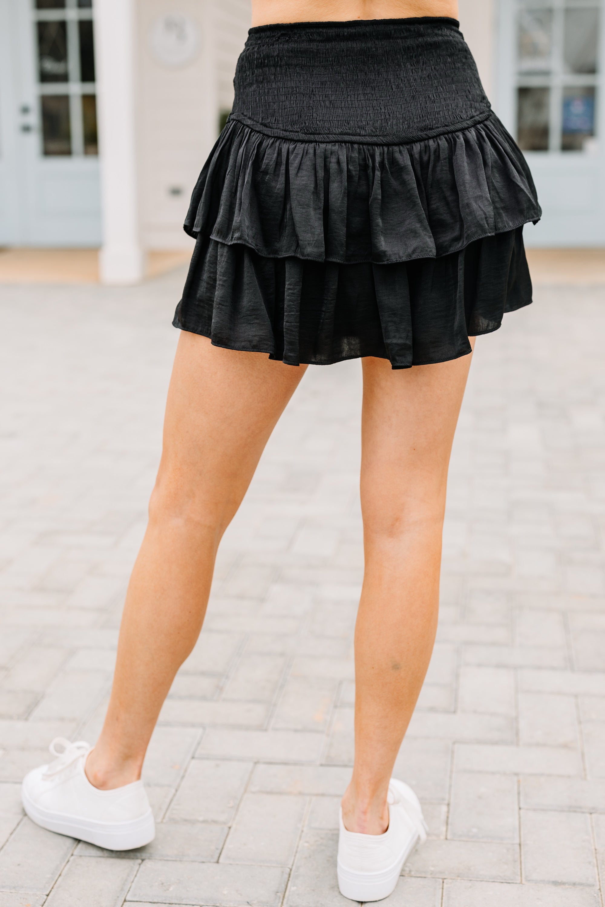 Keep You Happy Black Ruffled Skort
