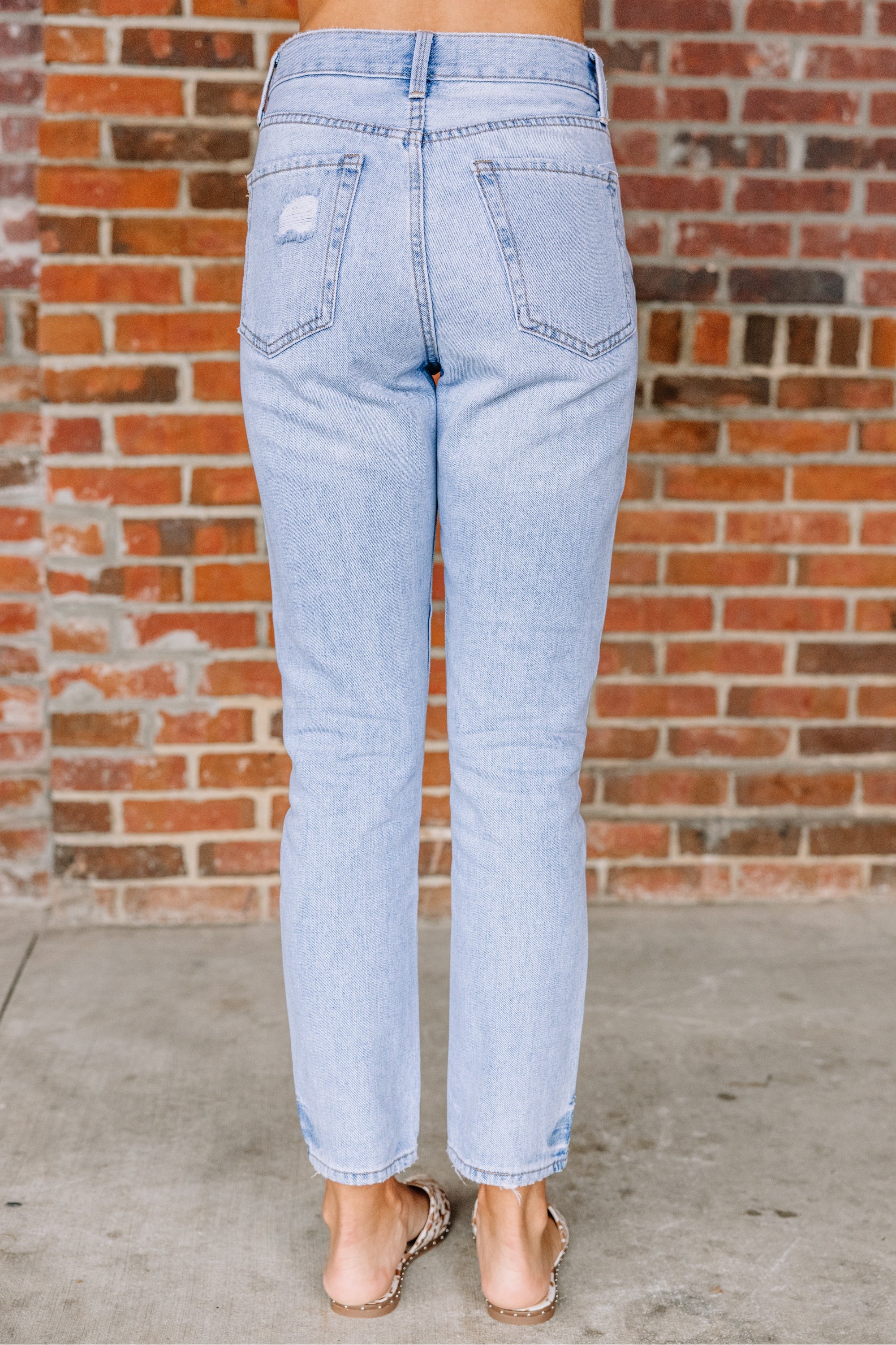 Get A Move On Light Wash High Waist Crop Jeans