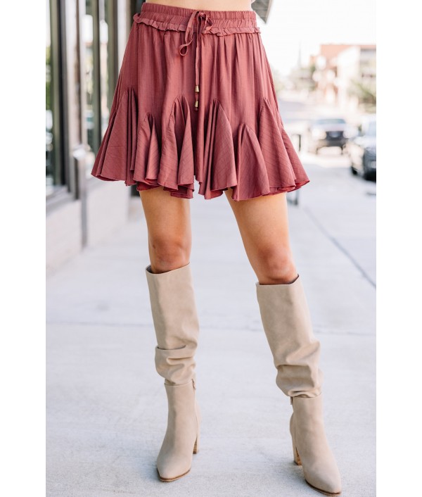 Terracotta Orange Ruffled Skor...