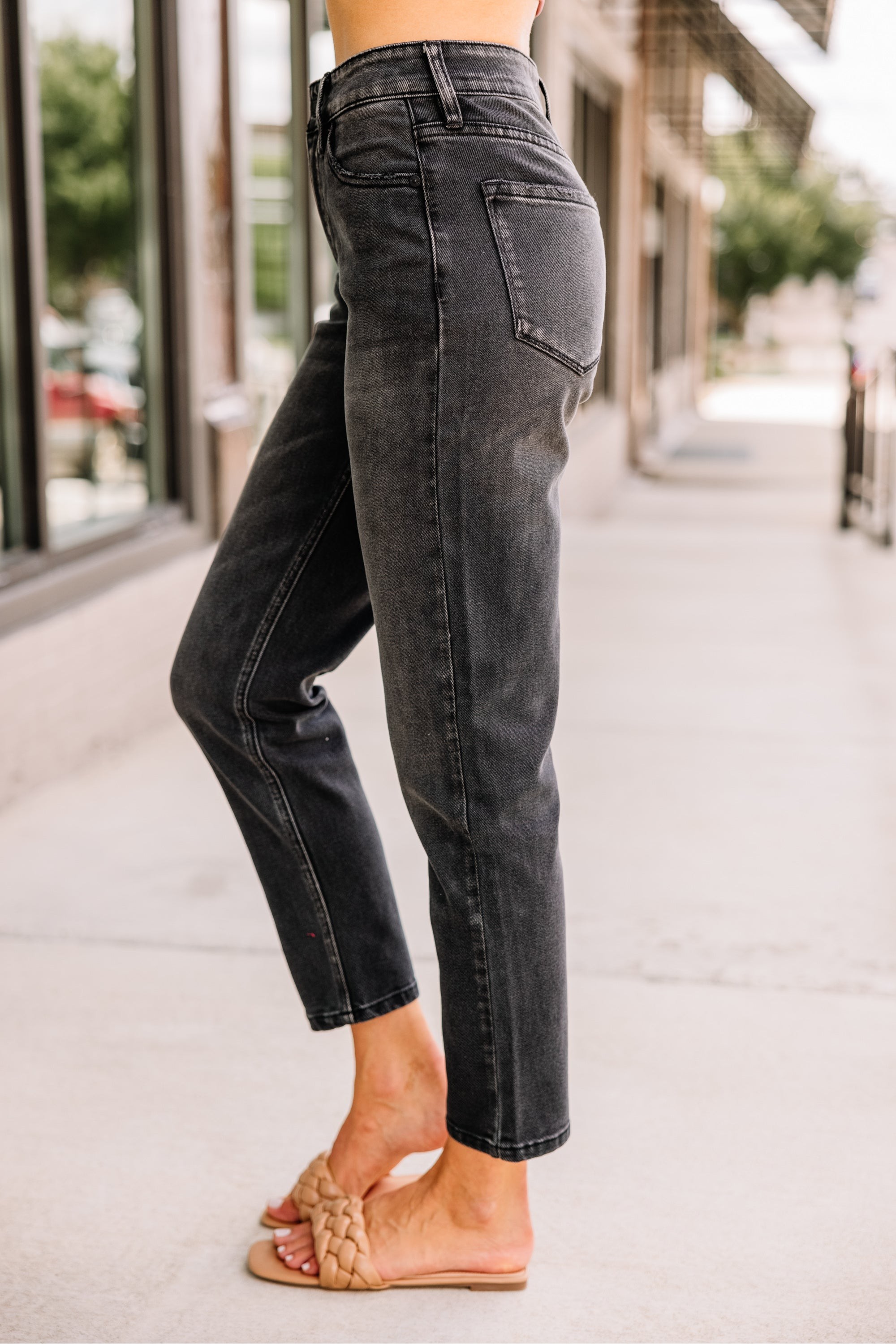 Remember It Well Washed Black High Rise Cropped Jeans