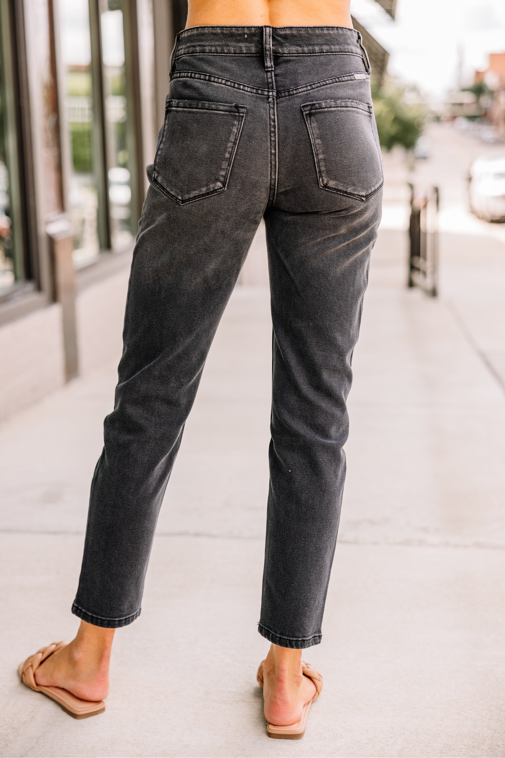 Remember It Well Washed Black High Rise Cropped Jeans