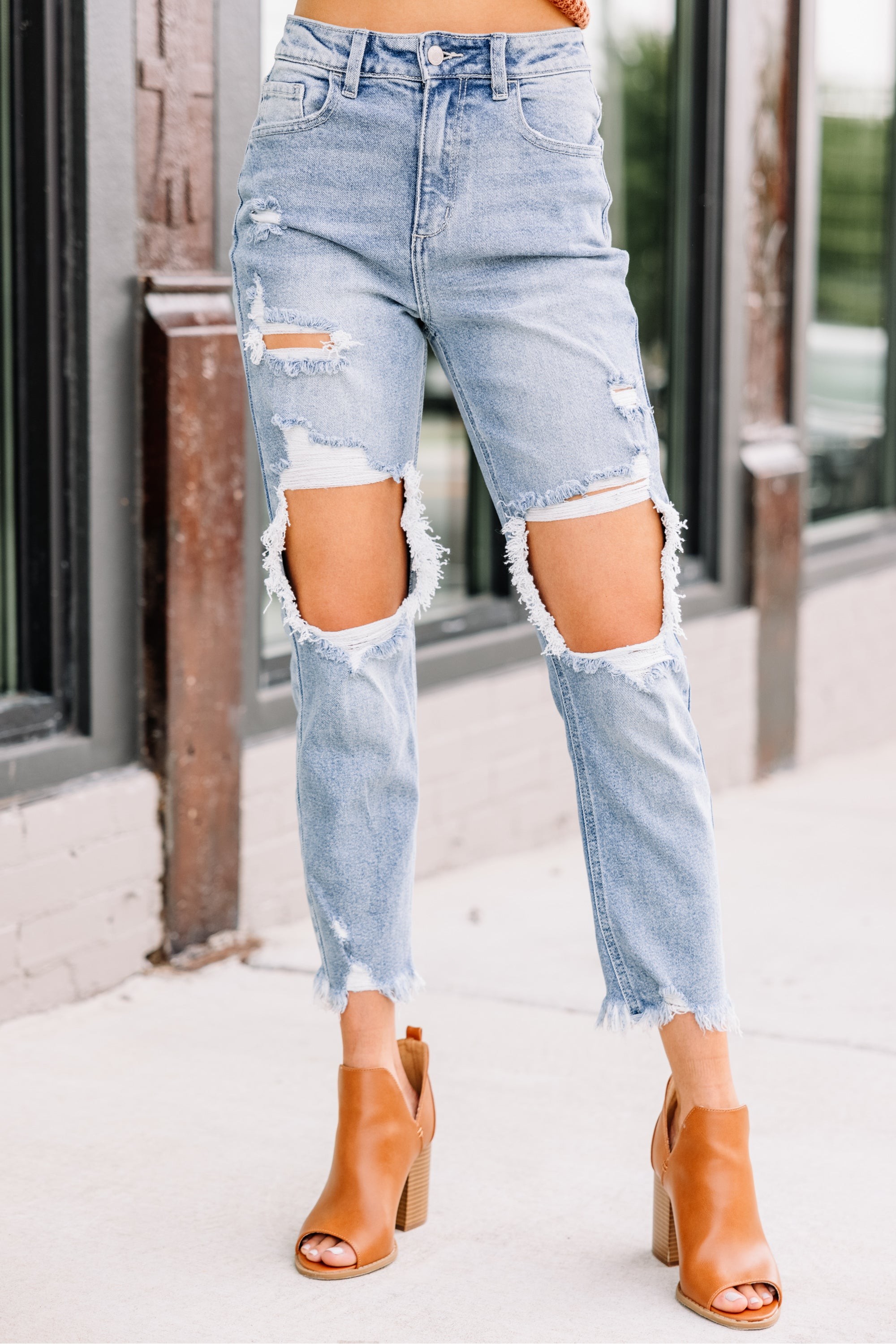 Happening Now Light Wash Distressed Jean...