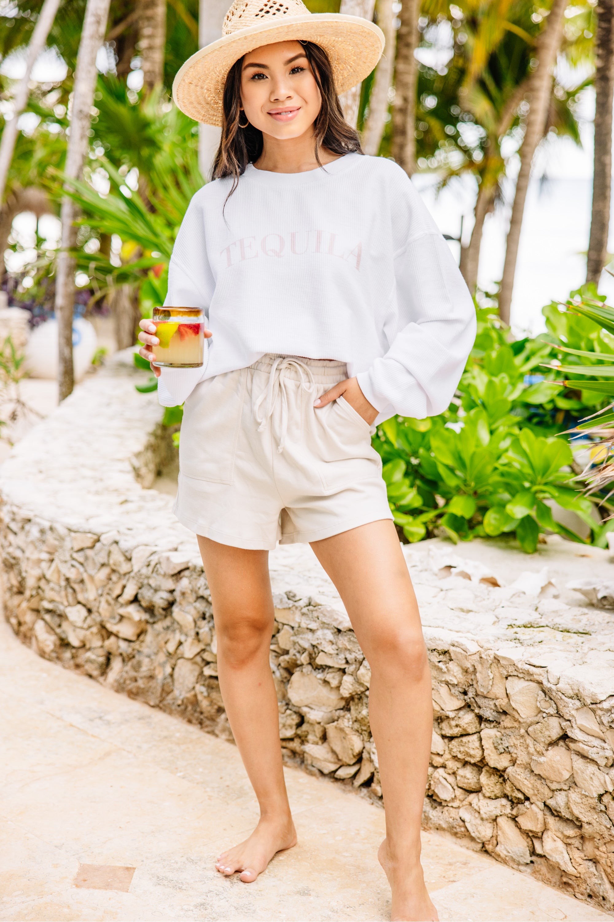 Show Your Soft Side Bone White Shorts