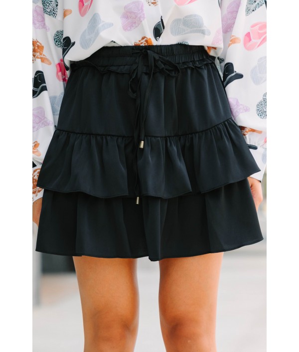 Take The Leap Black Satin Ruff...
