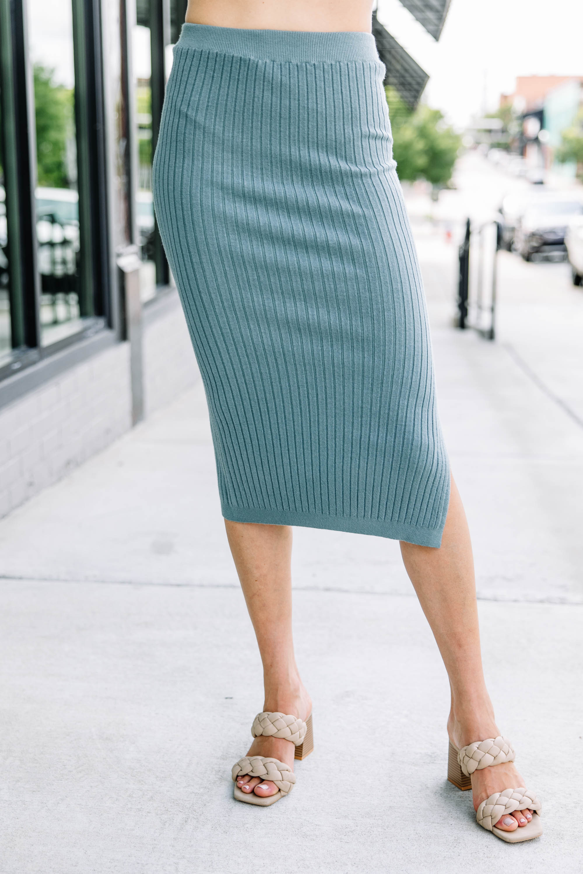 Think It Through Spruce Green Ribbed Mid...