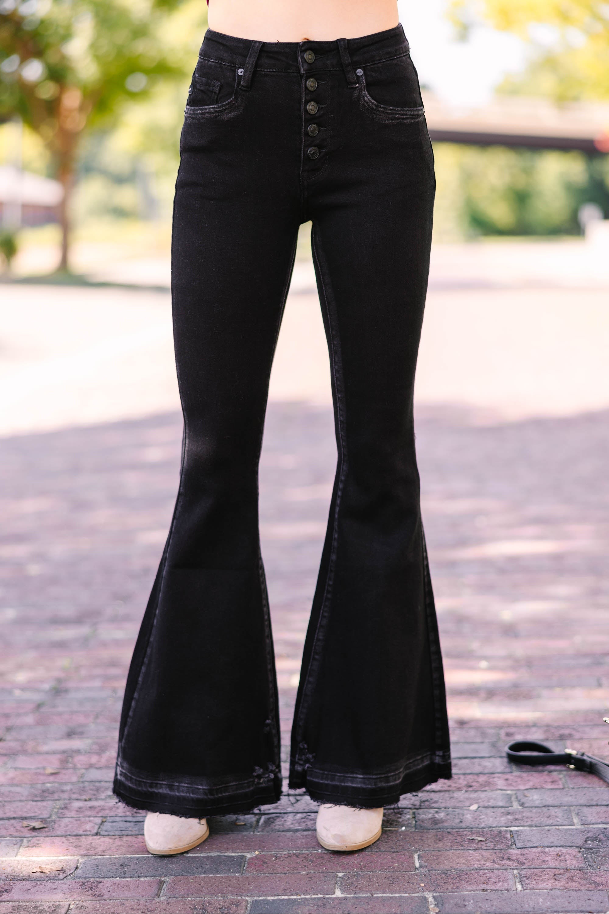  Over The Moon High Rise Black Flare Jeans