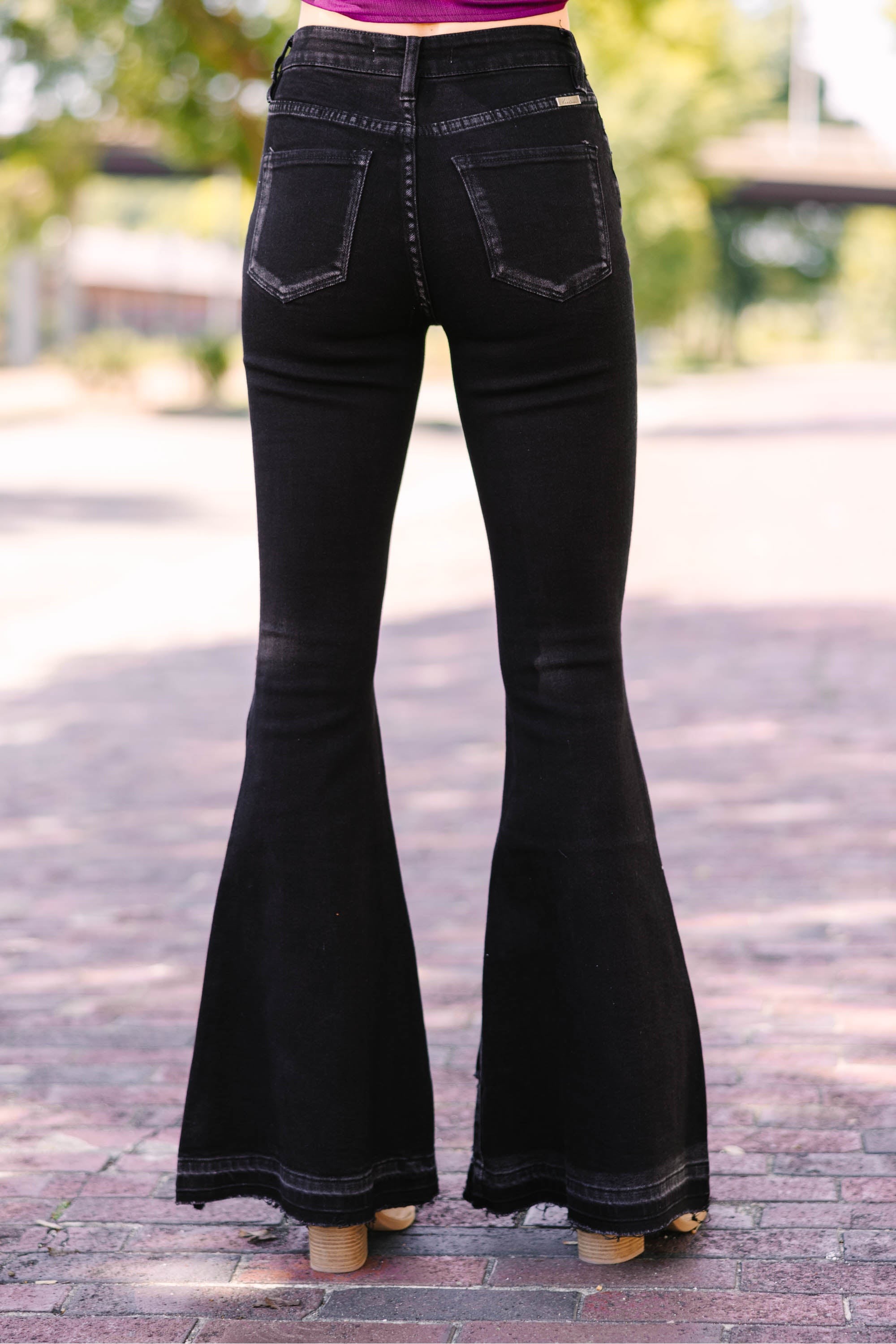  Over The Moon High Rise Black Flare Jeans