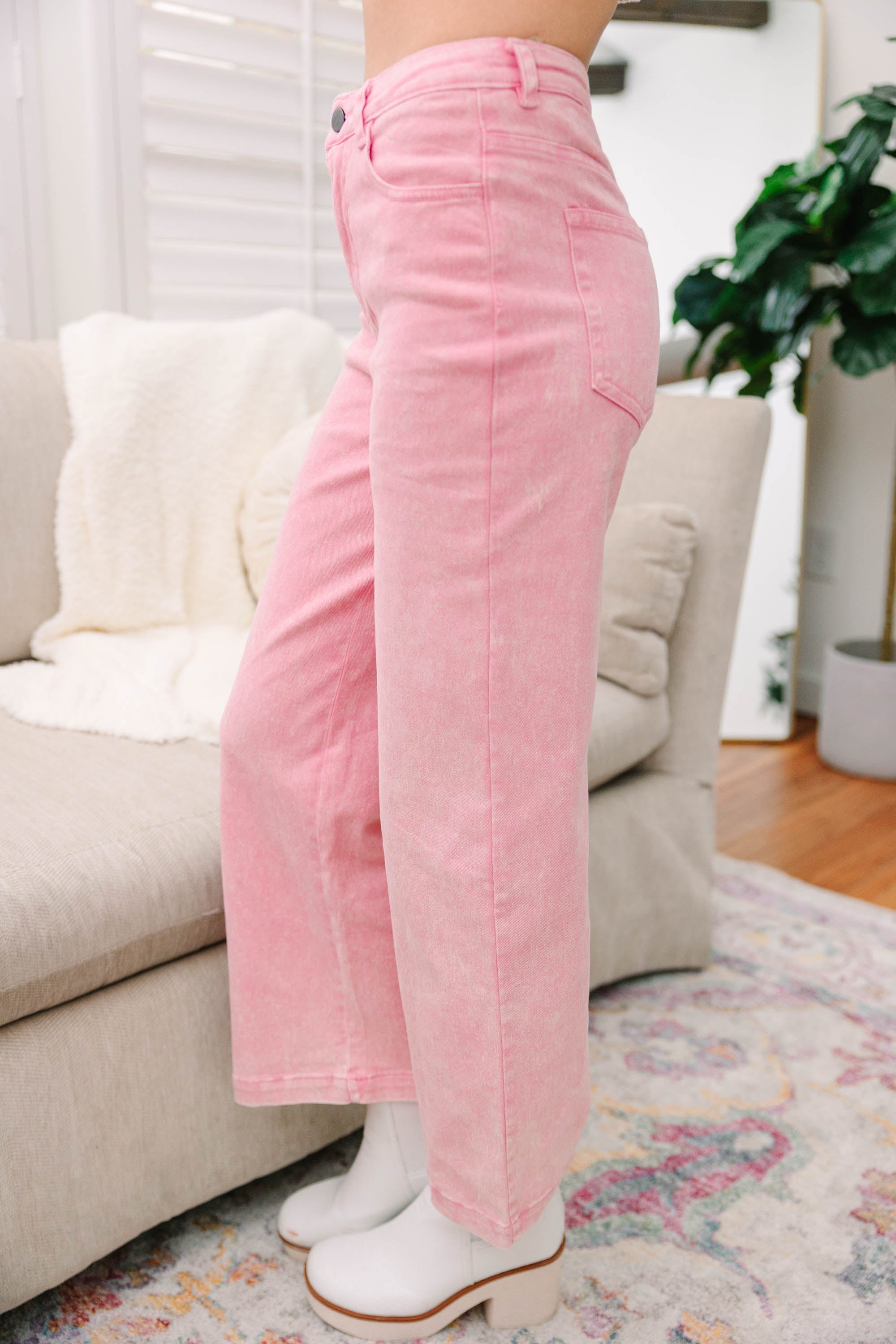 Wish For Fun Pink Crop Jeans