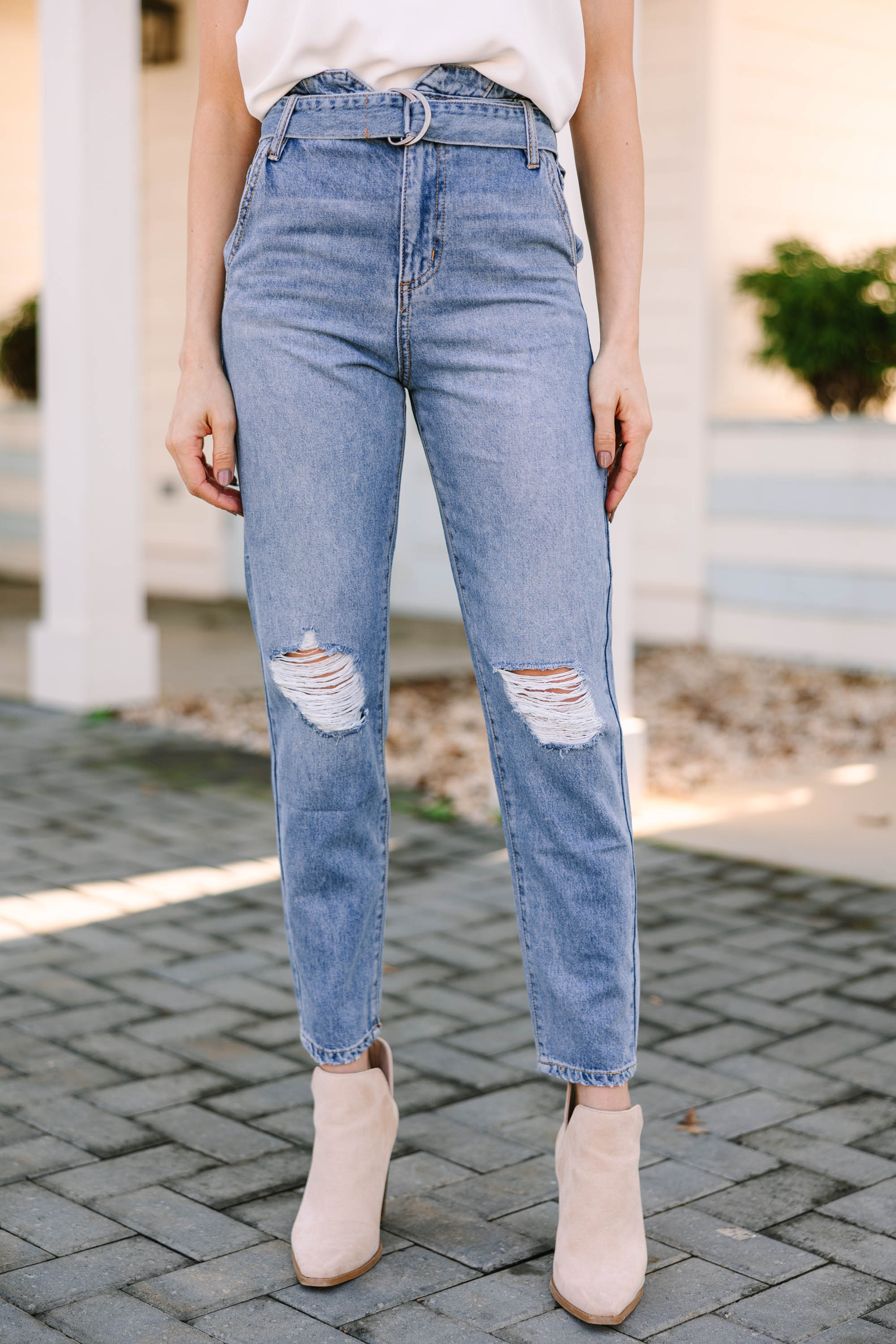 Lay It All Out Medium Wash High Waist Mo...