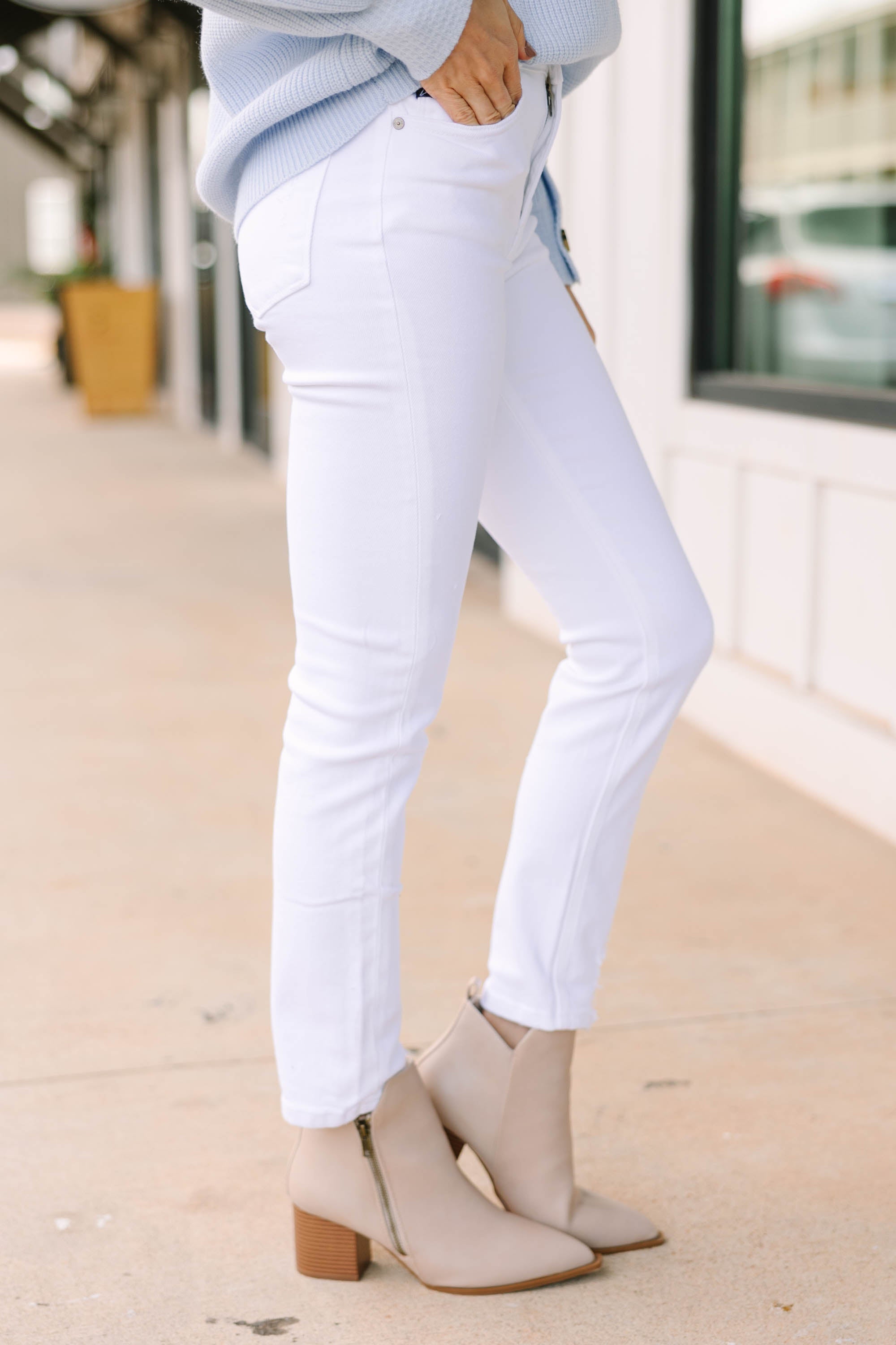 Bold Claims White High Waist Straight Jeans