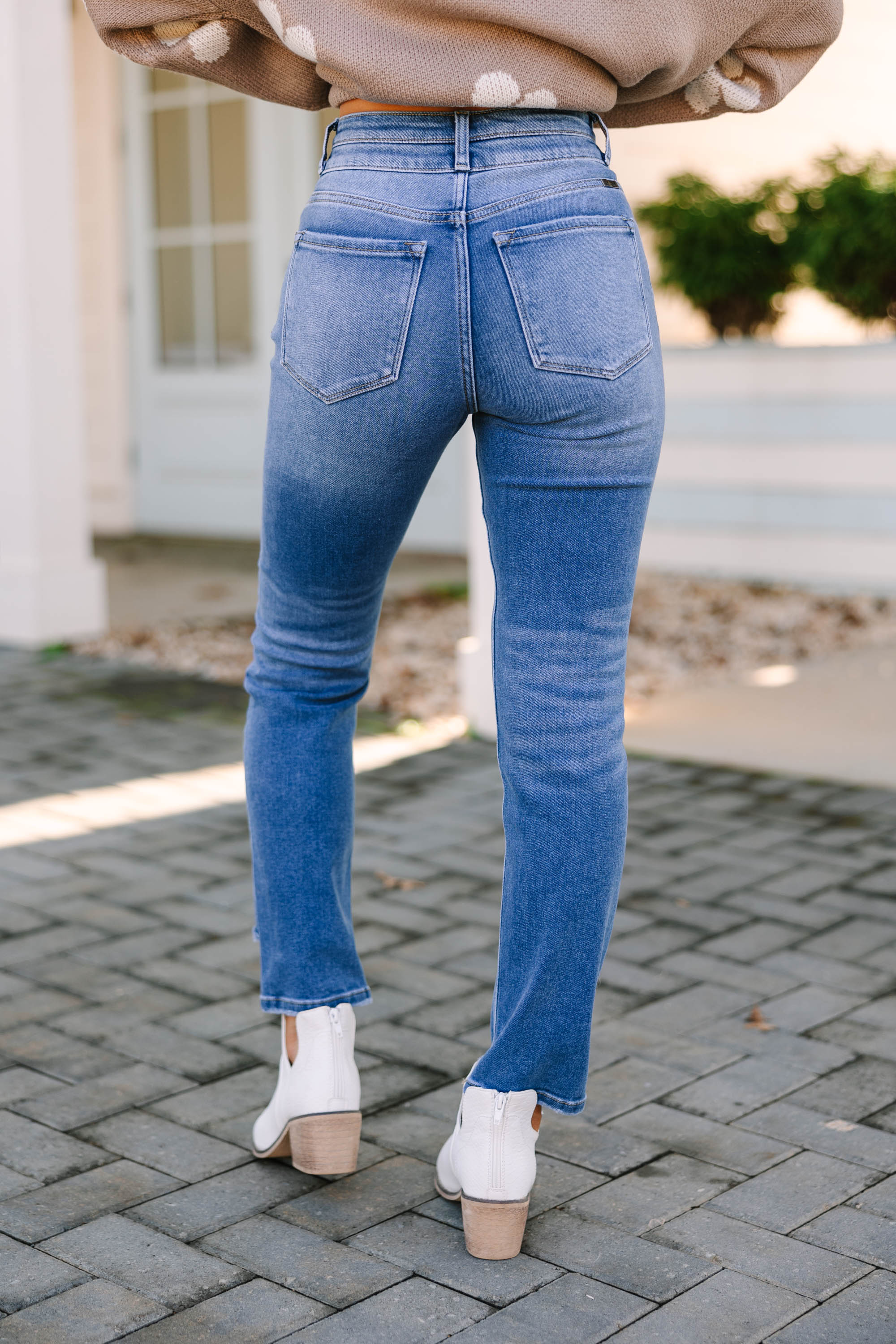 Up To Fate Medium Wash High Waist Straight Jeans