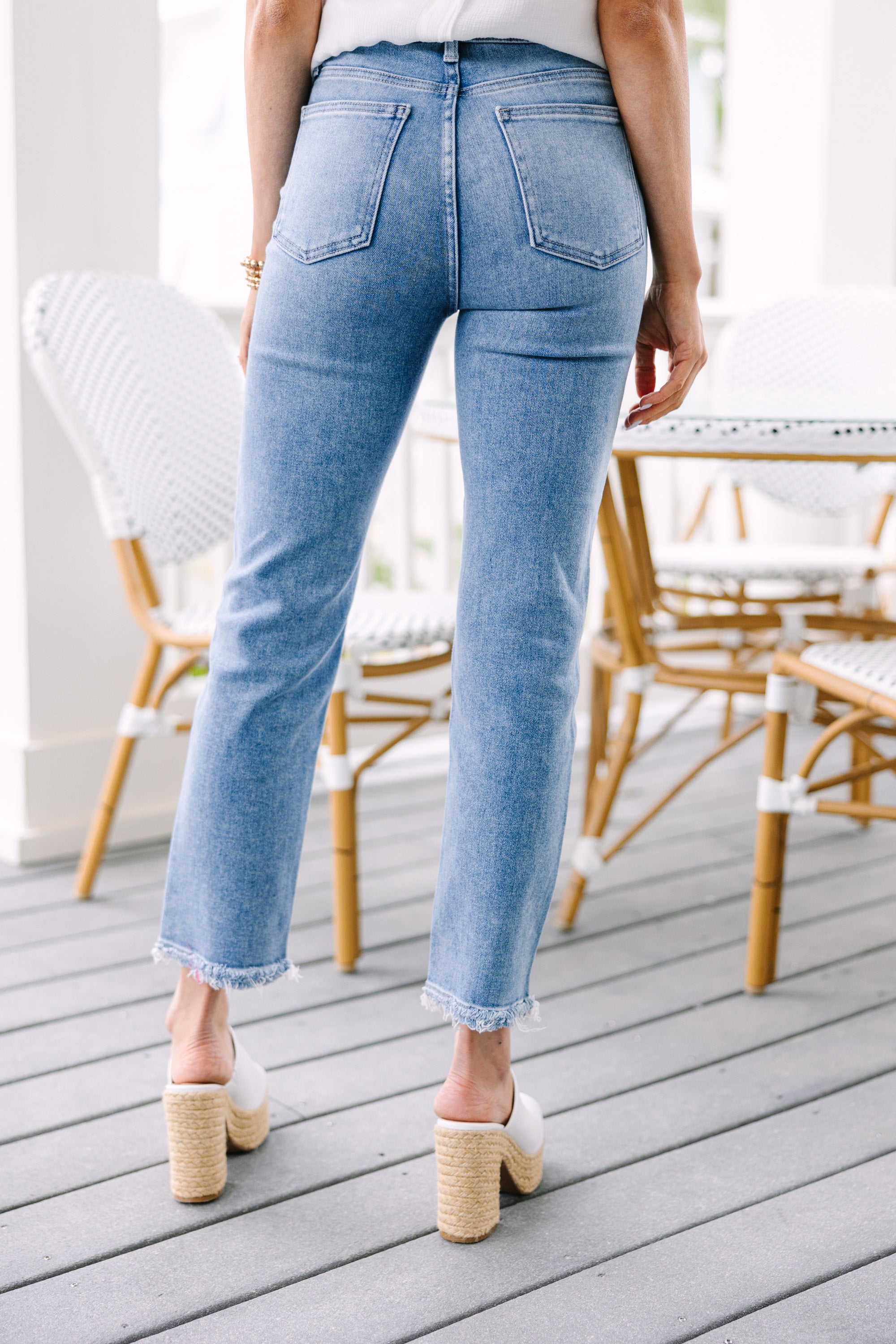 Can't Look Away Light Wash Straight Leg Jeans