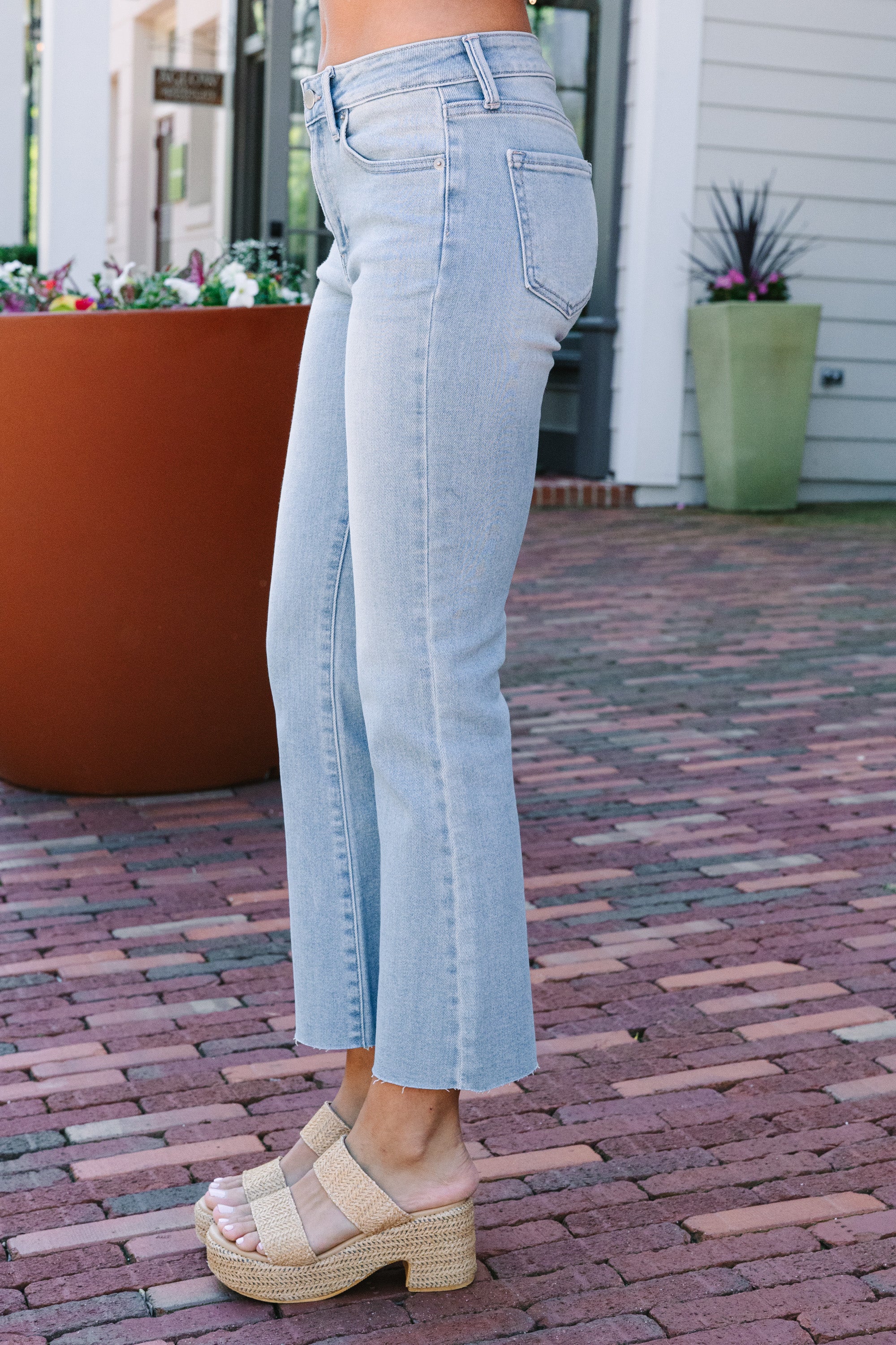 Just Black Denim: Everyday Bliss Cropped Flare Light Denim Jeans