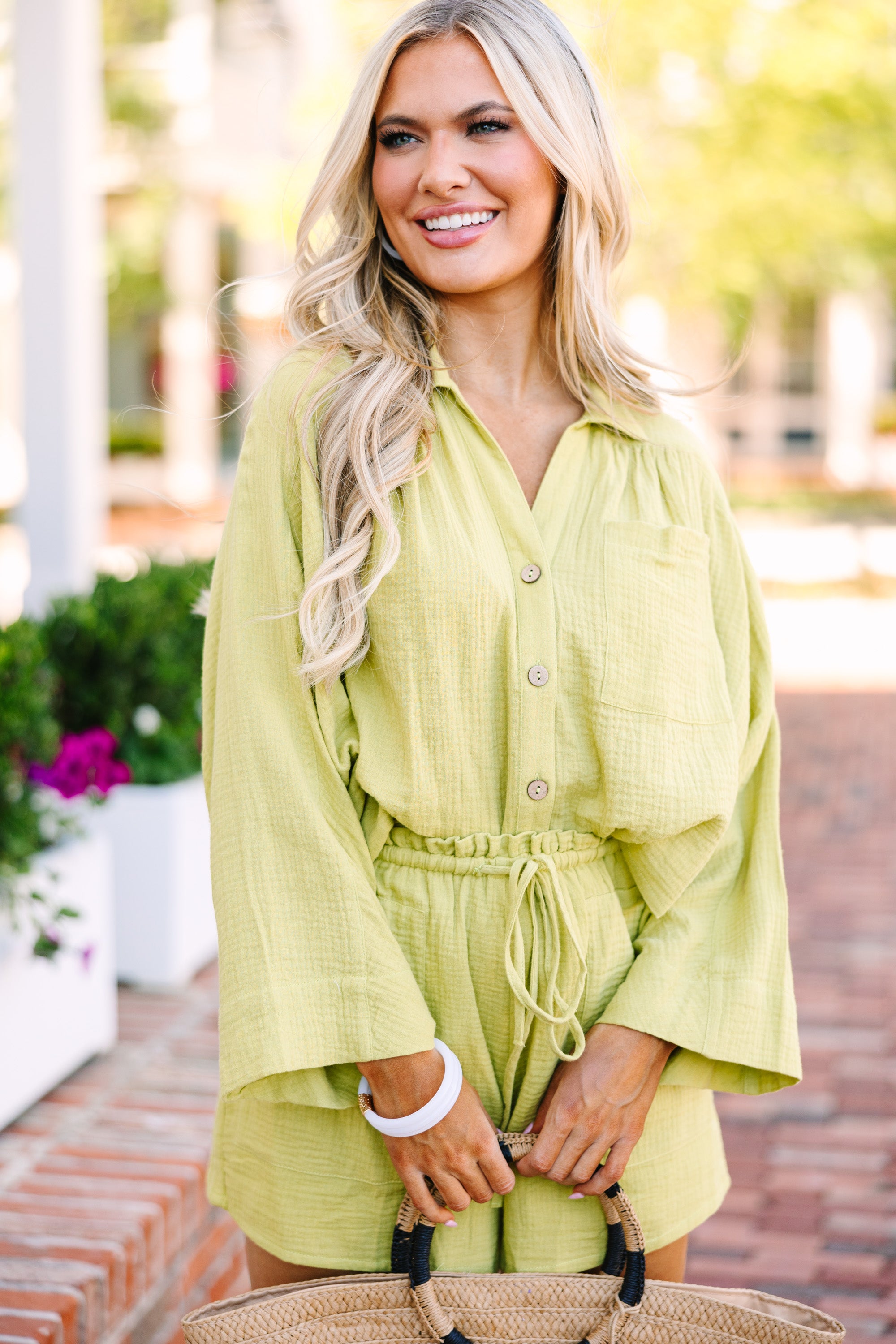 Under The Summer Sun Chartreuse Cotton S...