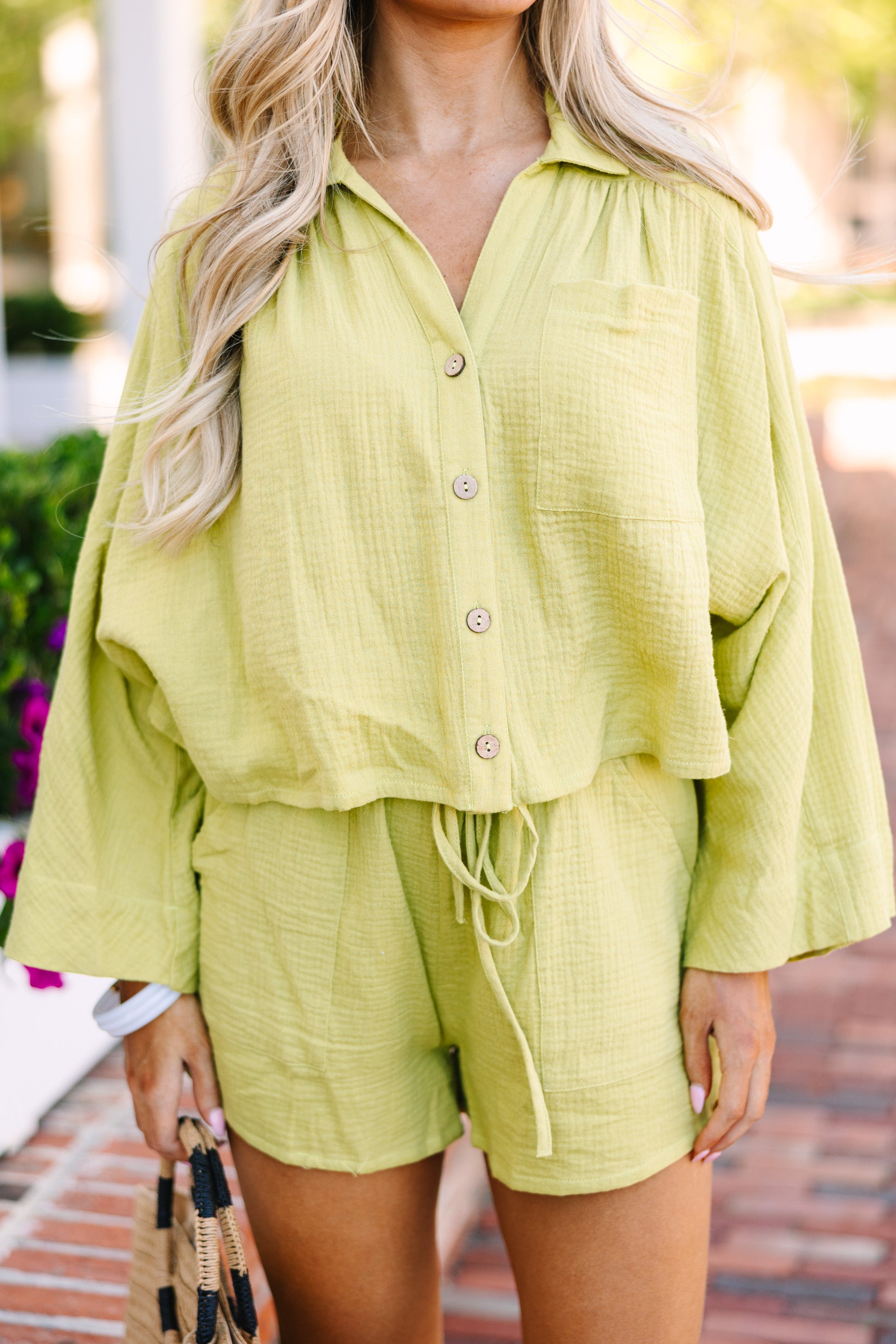 Under The Summer Sun Chartreuse Cotton Set