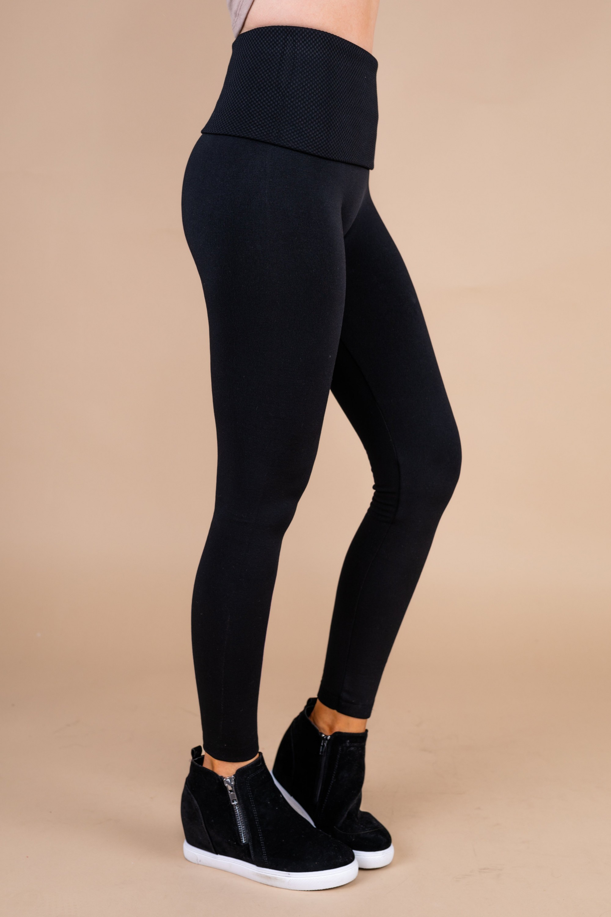 This Is It Black High Waist Fleece Leggings