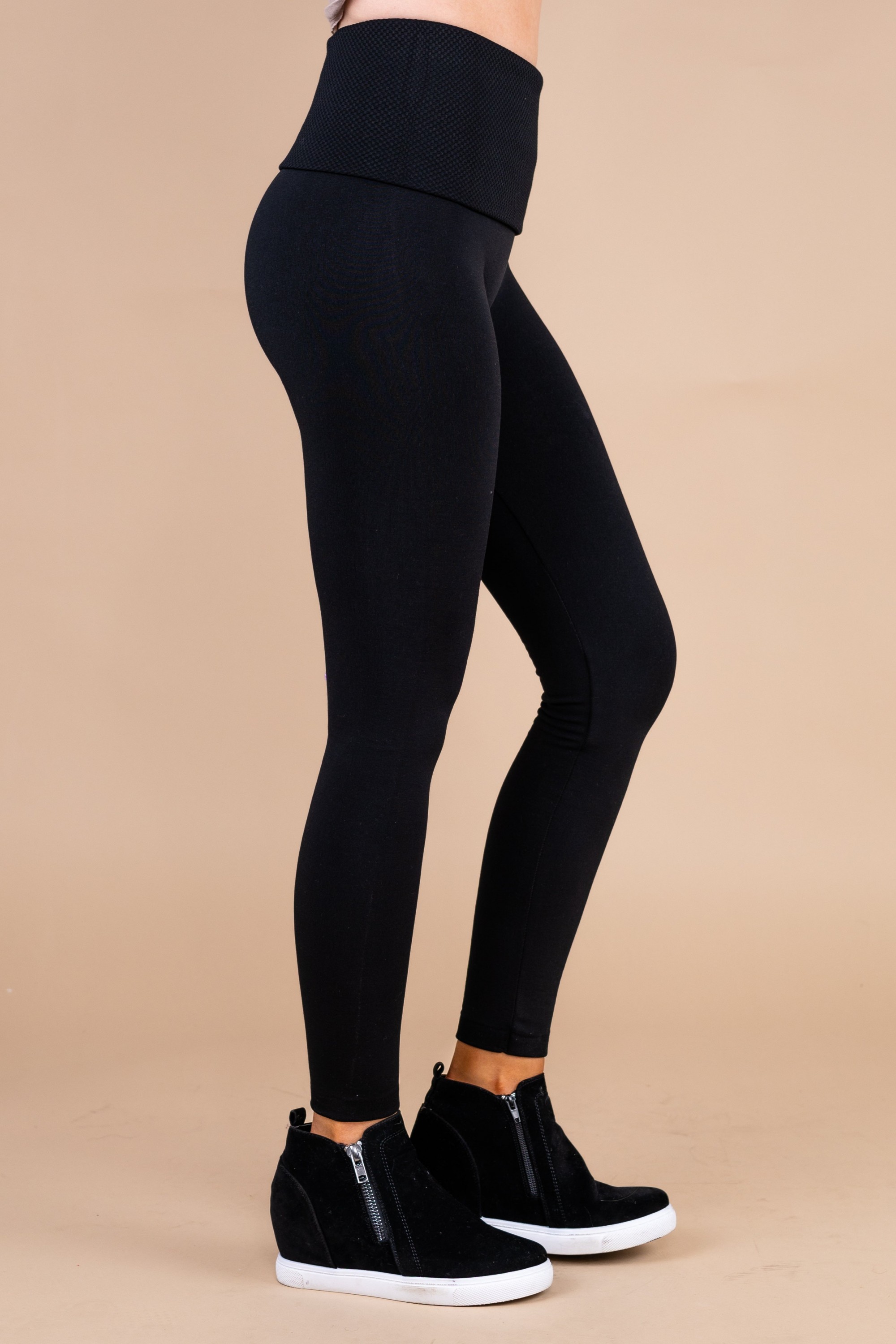 This Is It Black High Waist Fleece Leggings
